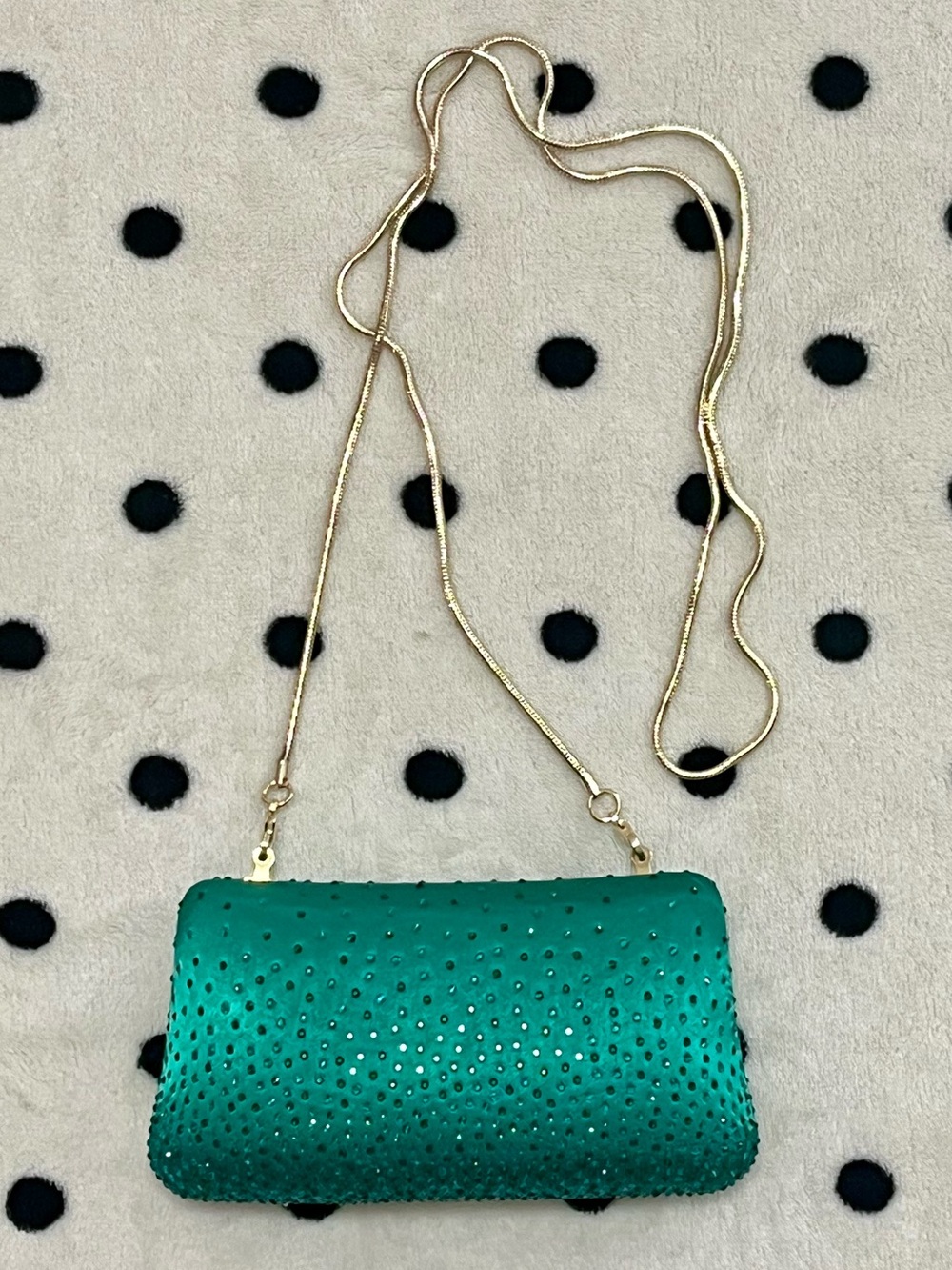 Zara Emerald Green Rhinestone Embellished Hard Case Evening Bag